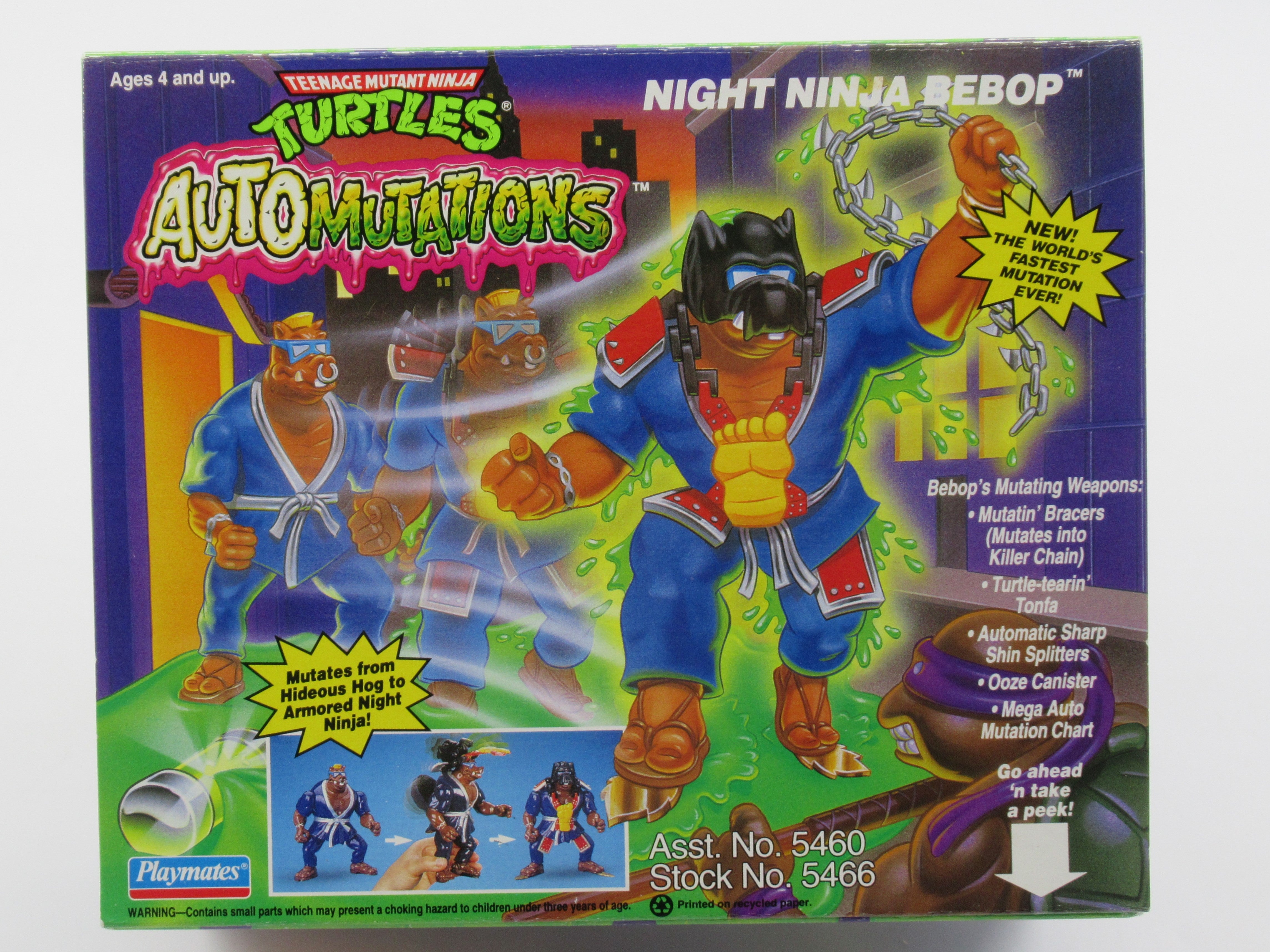 Teenage Mutant Ninja Turtles Night Ninja Bebop Automutations 4.5" Figure TMNTs - Playmates (1993)